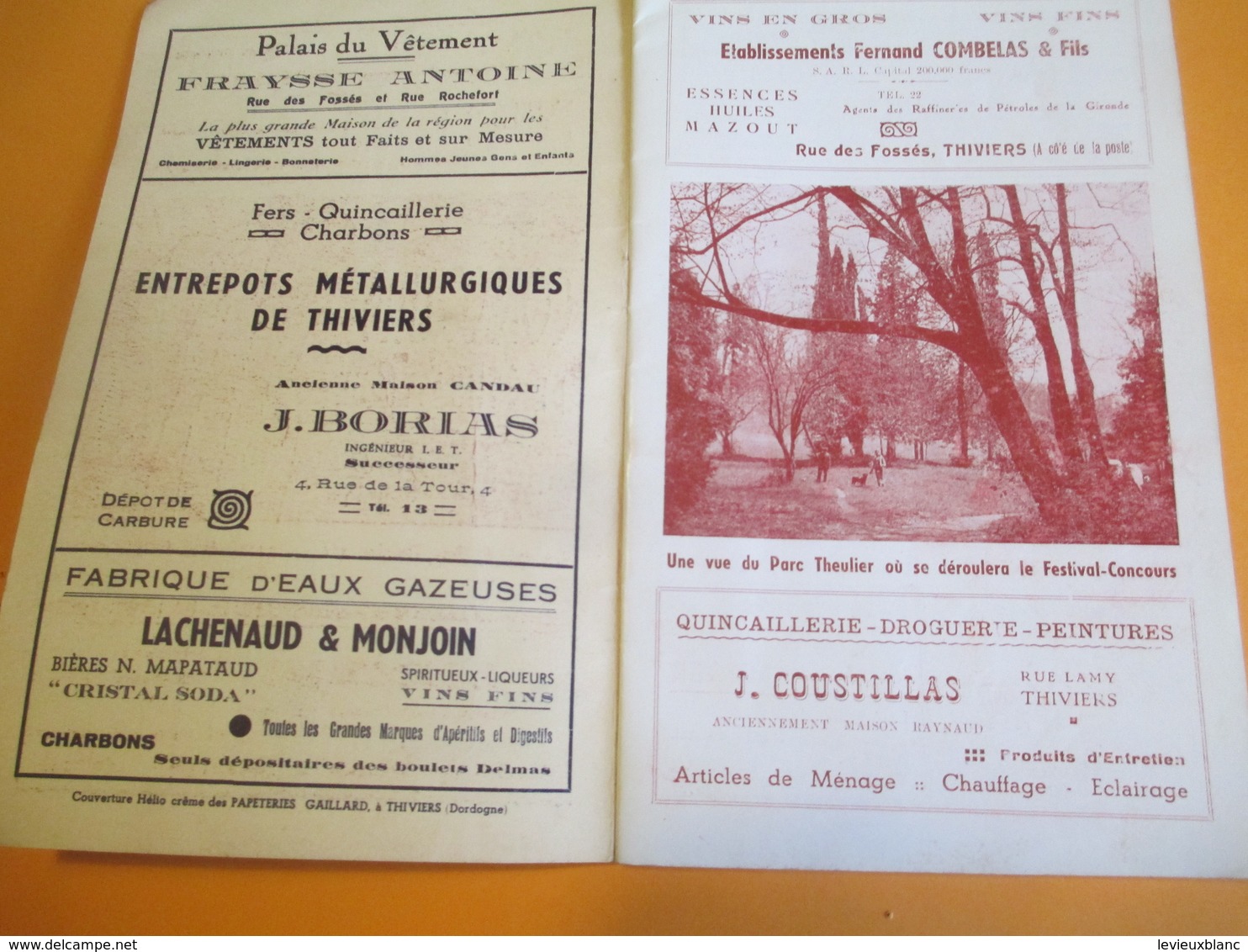 Livret Programme/ Ville De THIVIERS/ IXmeFestival / Concours De Gymnastique/ La Thiberienne/Dordogne/1937     PROG159 - Programs