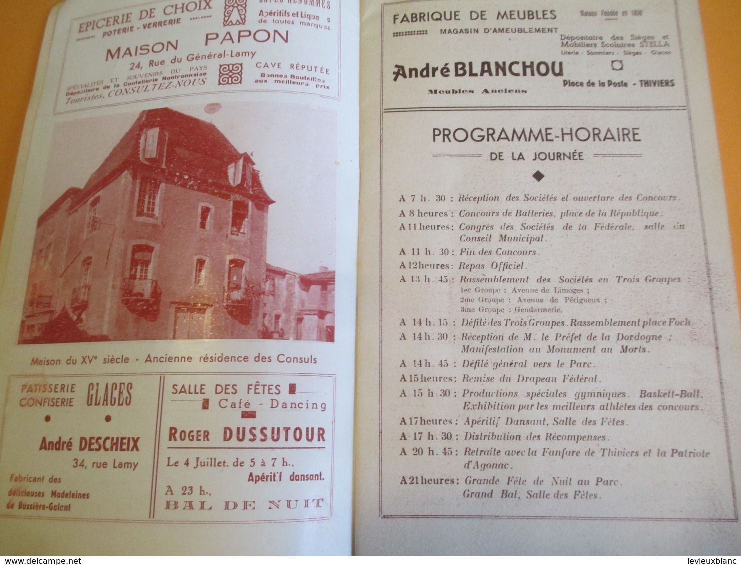 Livret Programme/ Ville De THIVIERS/ IXmeFestival / Concours De Gymnastique/ La Thiberienne/Dordogne/1937     PROG159 - Programs