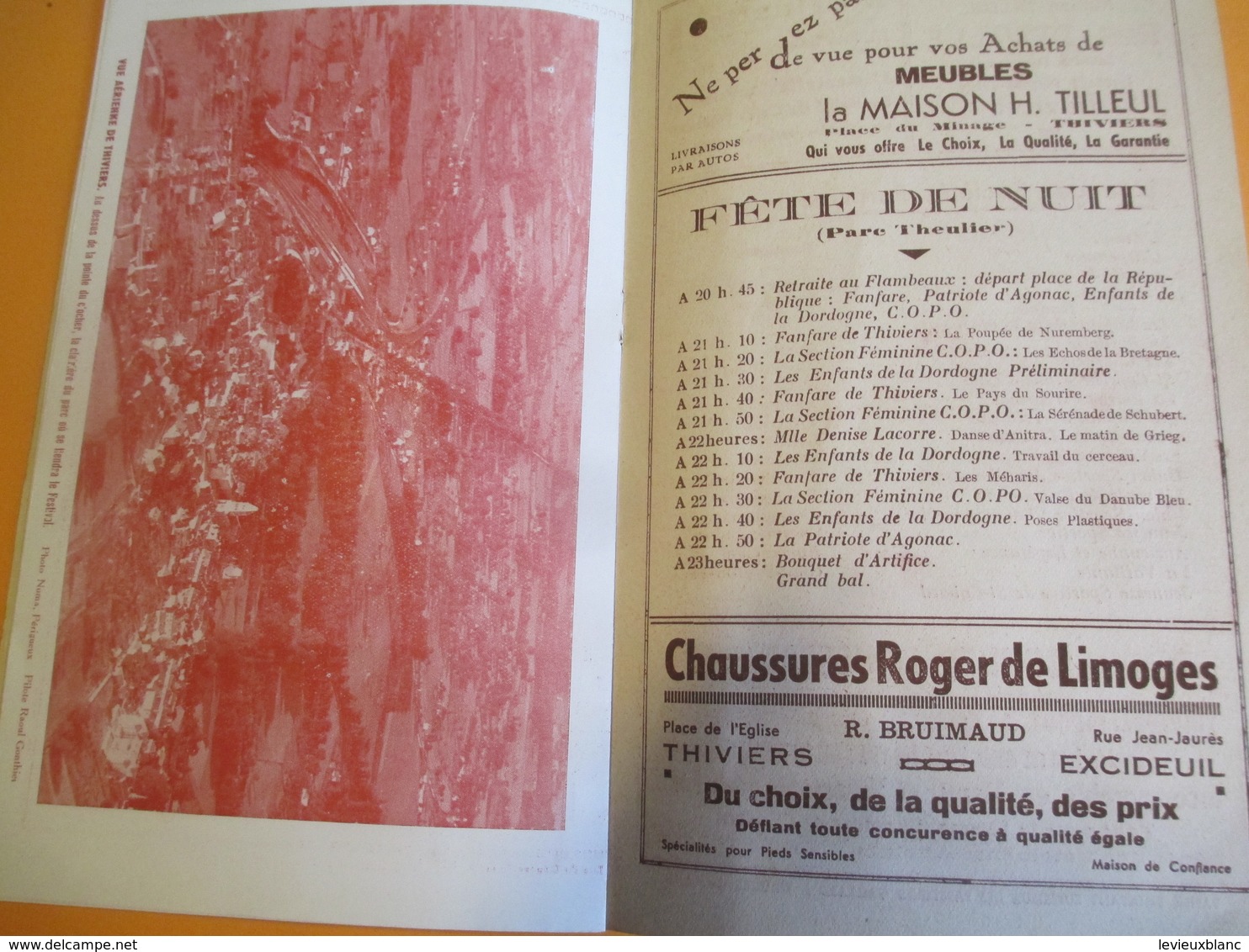 Livret Programme/ Ville de THIVIERS/ IXmeFestival / Concours de Gymnastique/ La Thiberienne/Dordogne/1937     PROG159