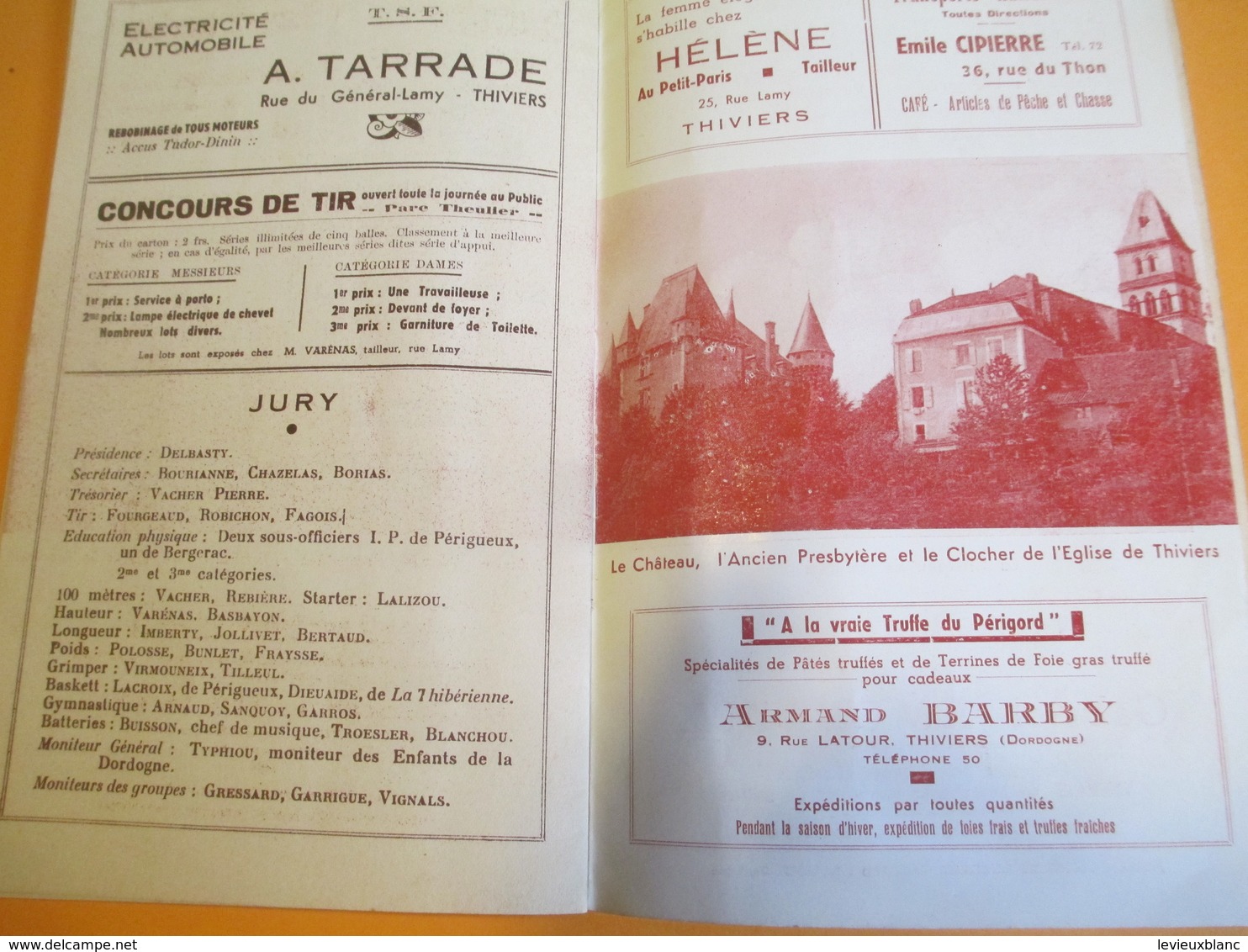 Livret Programme/ Ville de THIVIERS/ IXmeFestival / Concours de Gymnastique/ La Thiberienne/Dordogne/1937     PROG159