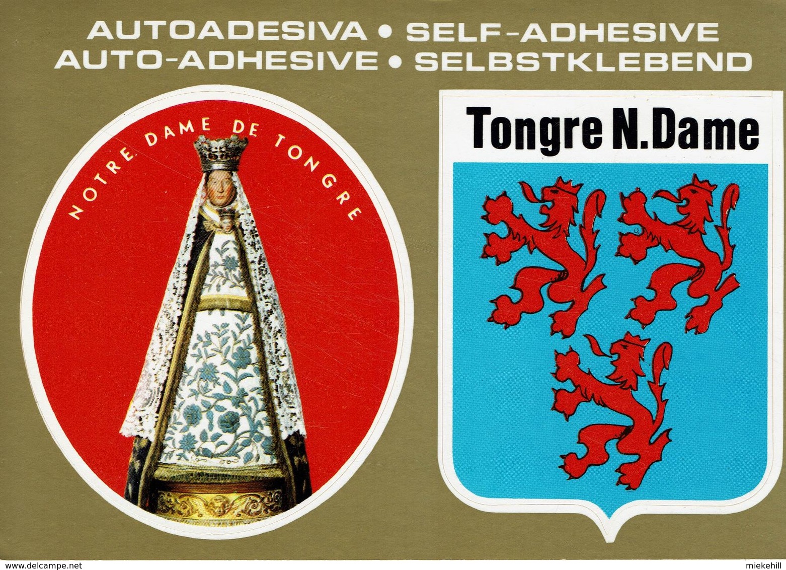 TONGRE NOTRE DAME-BLASON ET STATUE DE LA VIERGE-IMAGES AUTO-ADHESIVES - Chièvres