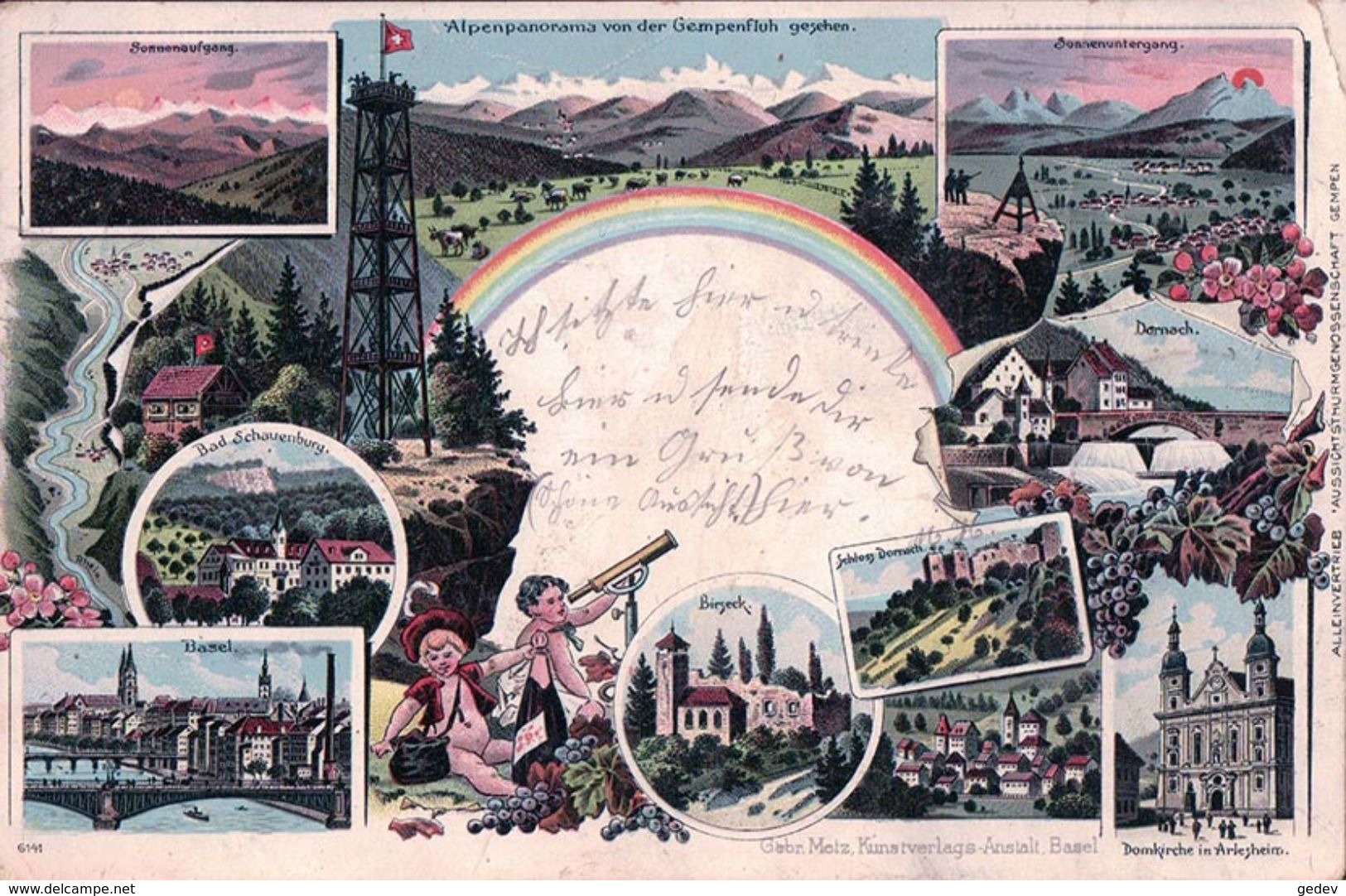 Gempenfluh, Alpenpanorama, Litho (169) Pli D'angle - Gempen