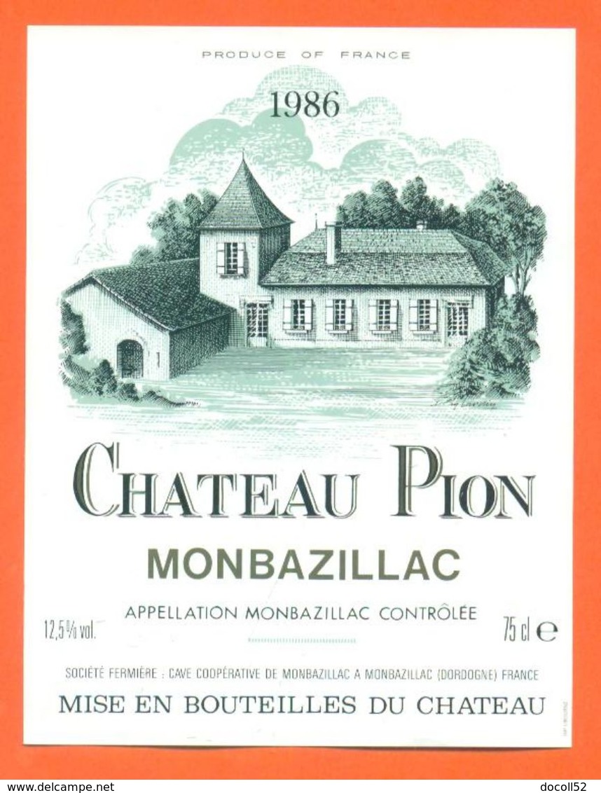 étiquette Vin De Monbazillac Chateau Poin 1986 - 75 Cl - Monbazillac