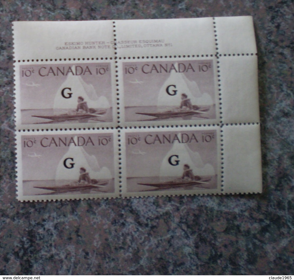 Canada 1950 - 1951 # O39 Plate # 1 Overprint Mint Block - Surchargés