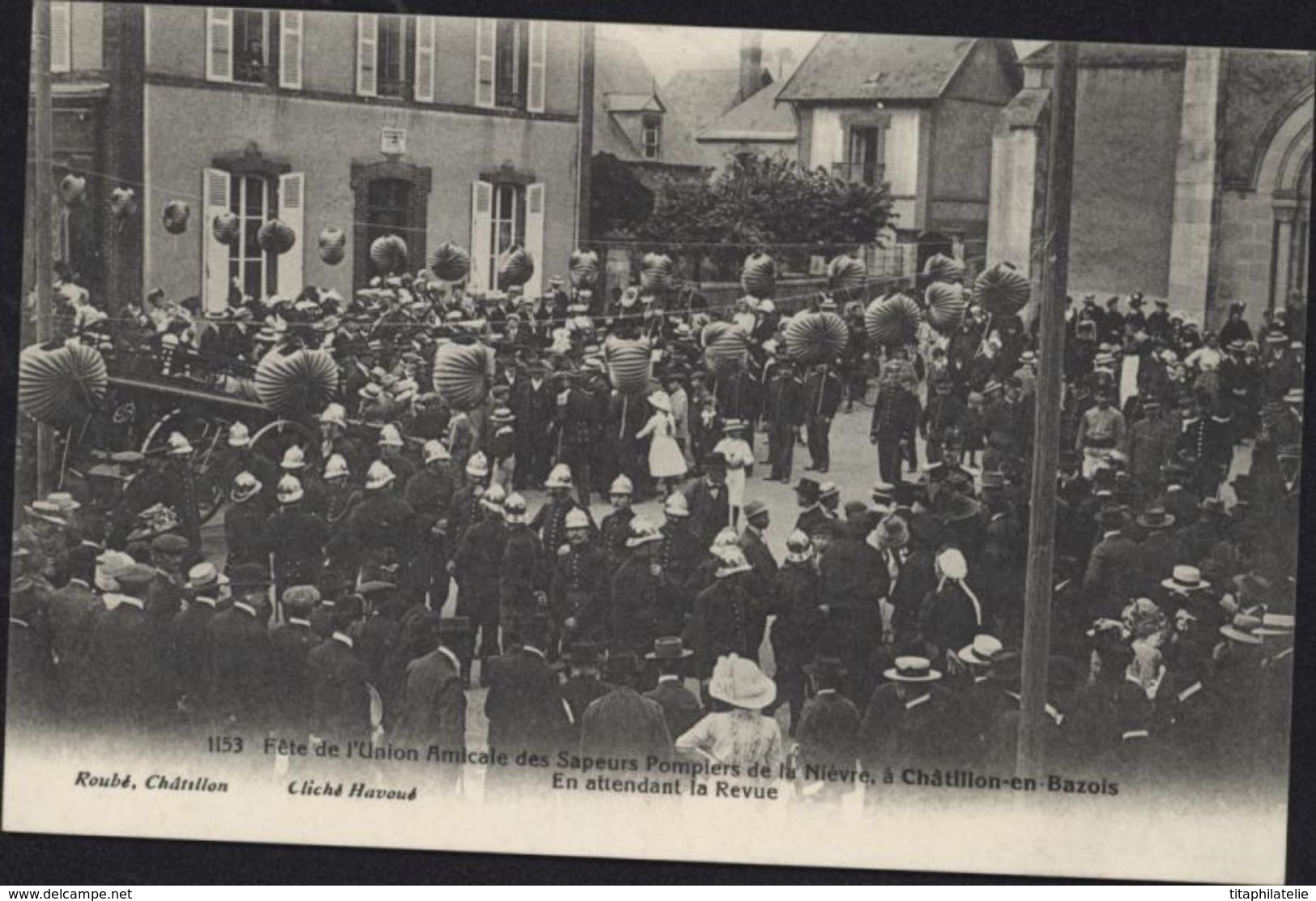 CPA Fête De L'Union Amicale Des Sapeurs Pompiers De La Nièvre Châtillon En Bazois En Attendant La Revue - Chatillon En Bazois