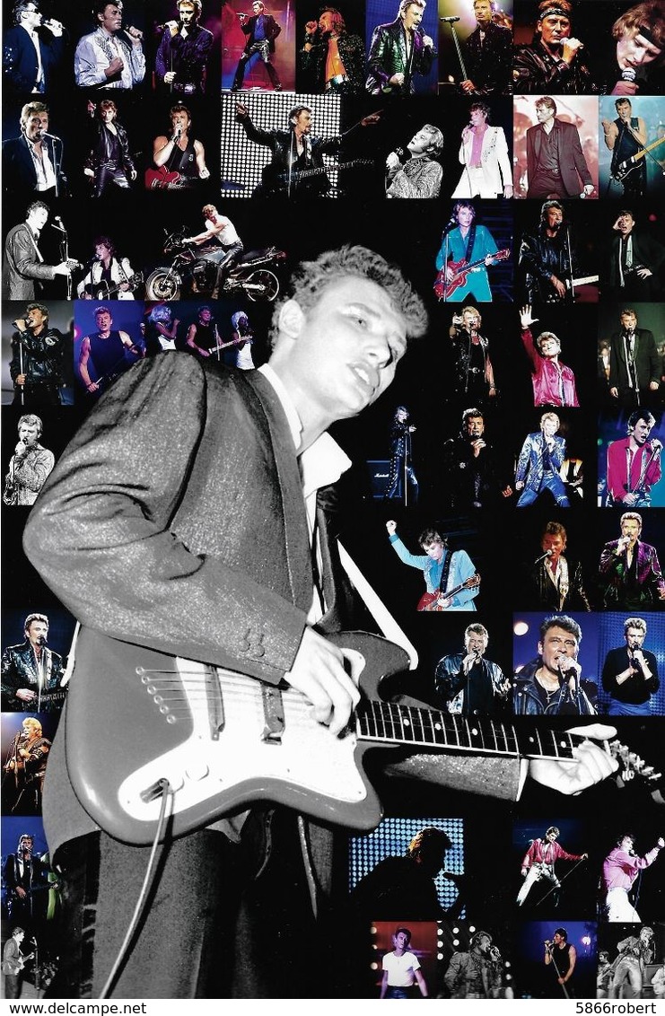 PHOTOS  MONTAGES MAXI COULEUR DE PRESSE FORMAT 20CM/30CM : JOHNNY HALLYDAY ET SA GUITARE DES ANNEES 1960 à 2006 - Célébrités