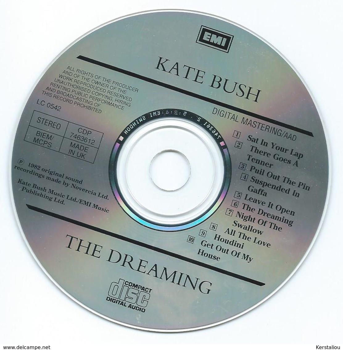 KATE BUSH – THE DREAMING – CD – 1982 – CDP 7463612 – EMI Records Ltd – Made In U.K. - Rock