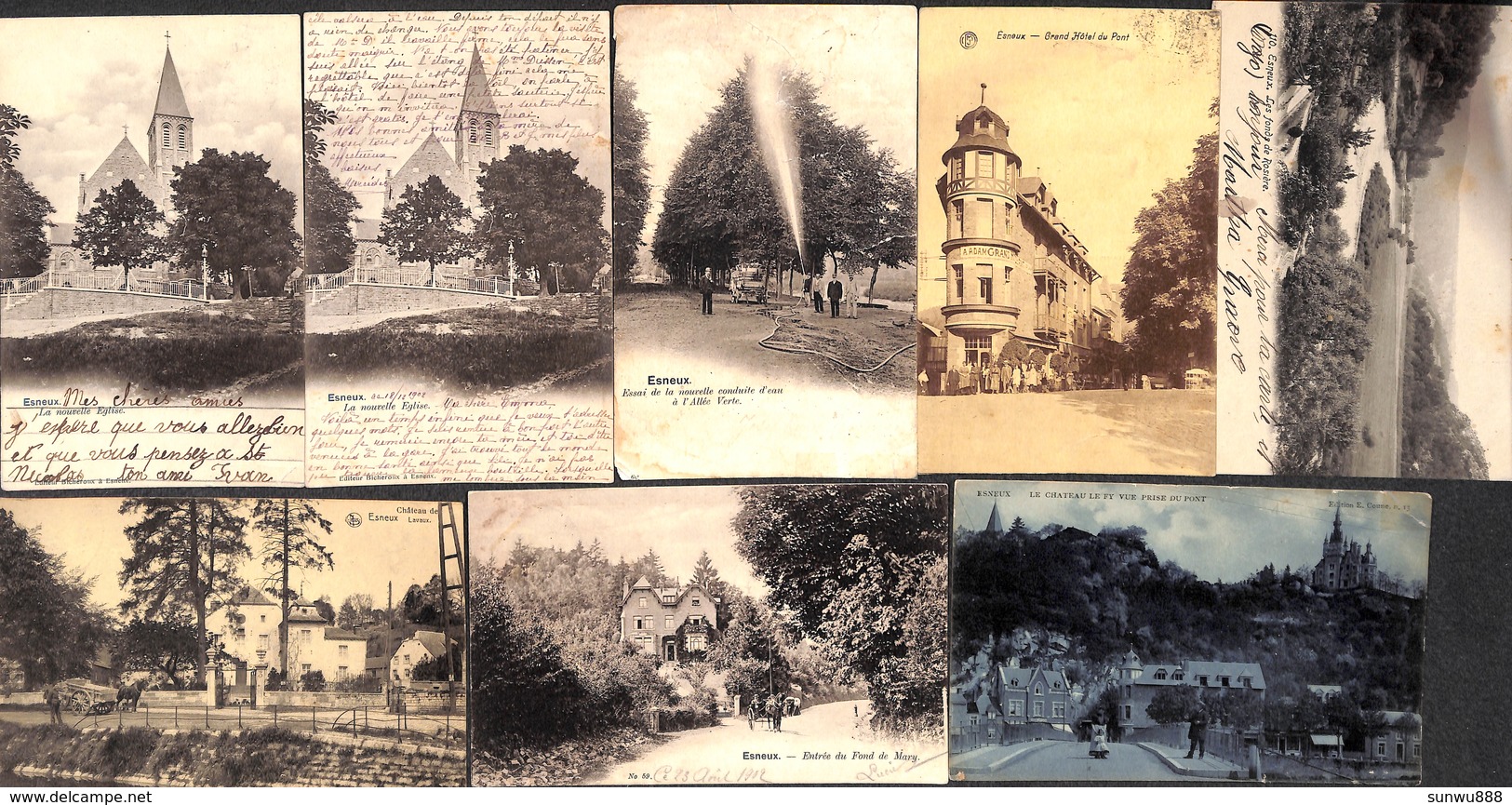 Esneux - Lot 8 Cartes (animée, Précurseur, Nouvelle Eglise, Grand Hôtel, Château...) - Esneux