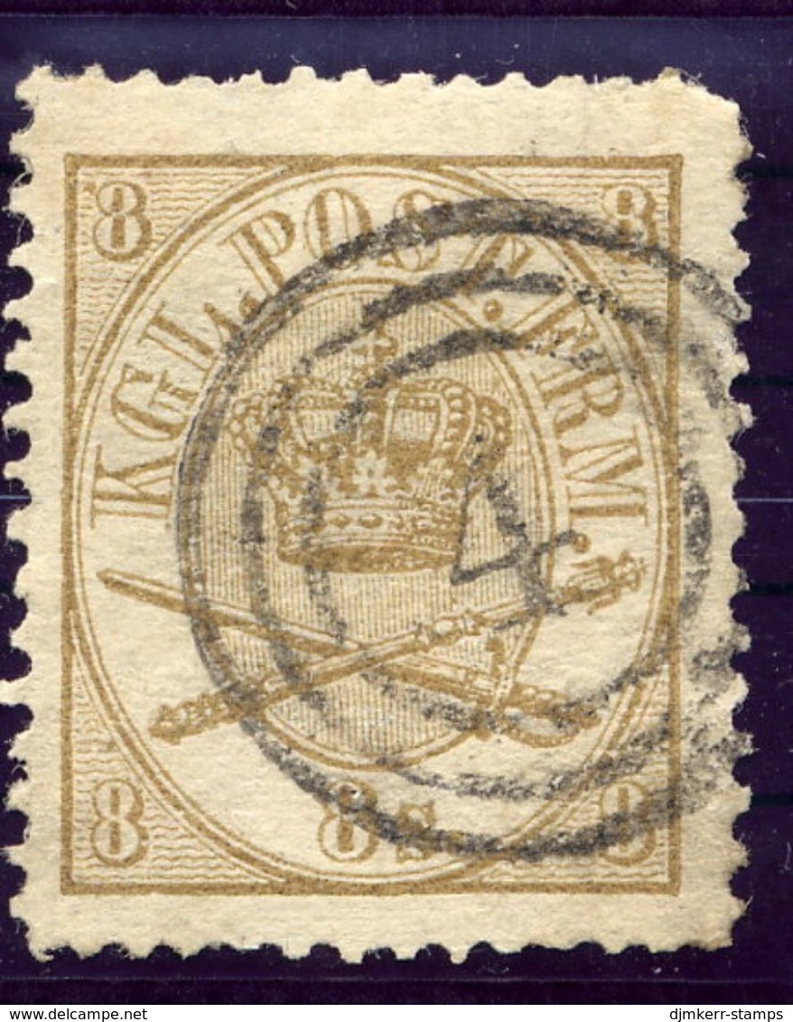 DENMARK 1865  Royal Insignia 8 Sk., Used. Michel 14A - Usati