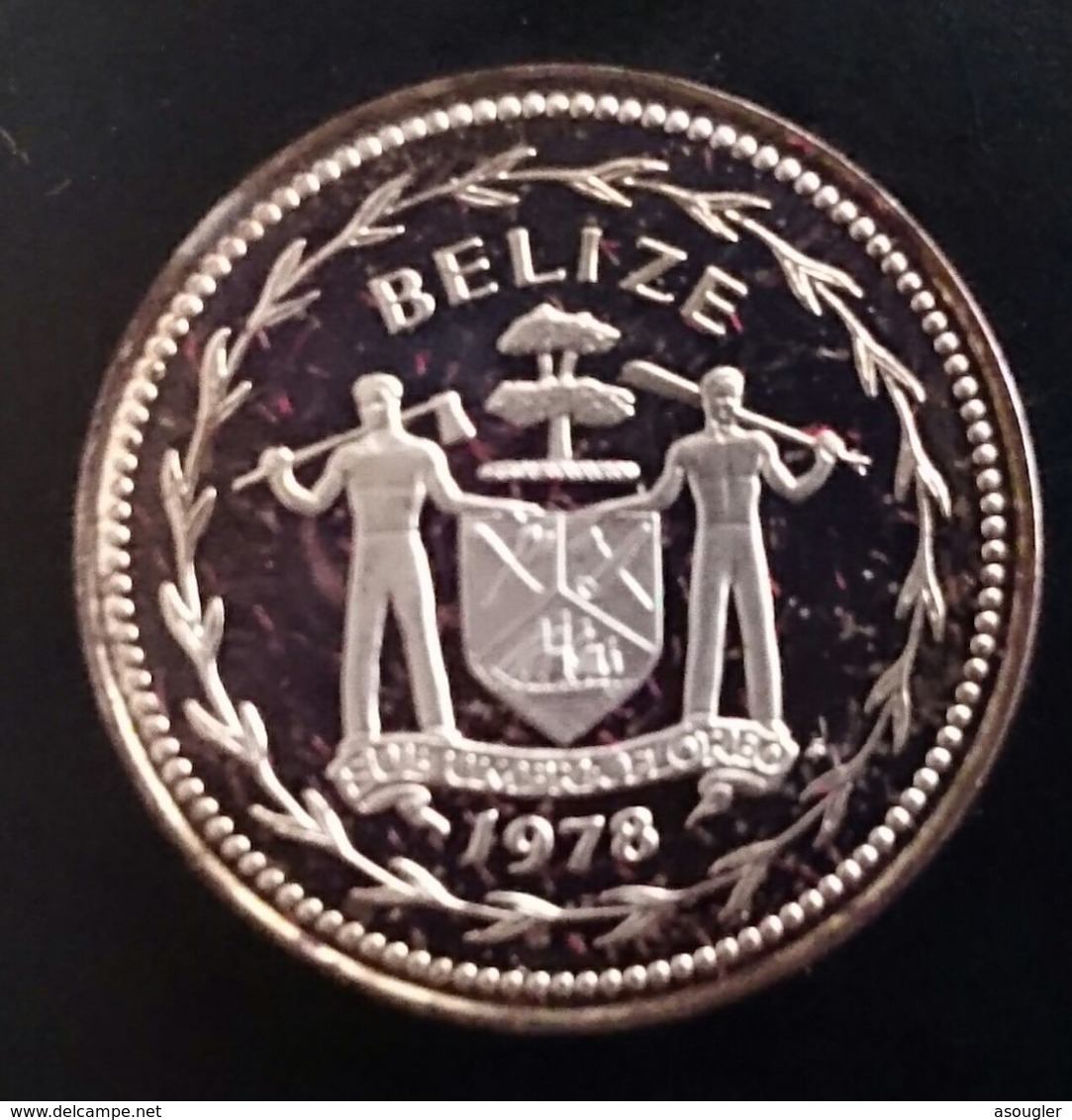 BELIZE 5 CENTS 1978 SILVER PROOF  Free Shipping Via Registered Air Mail - Belize