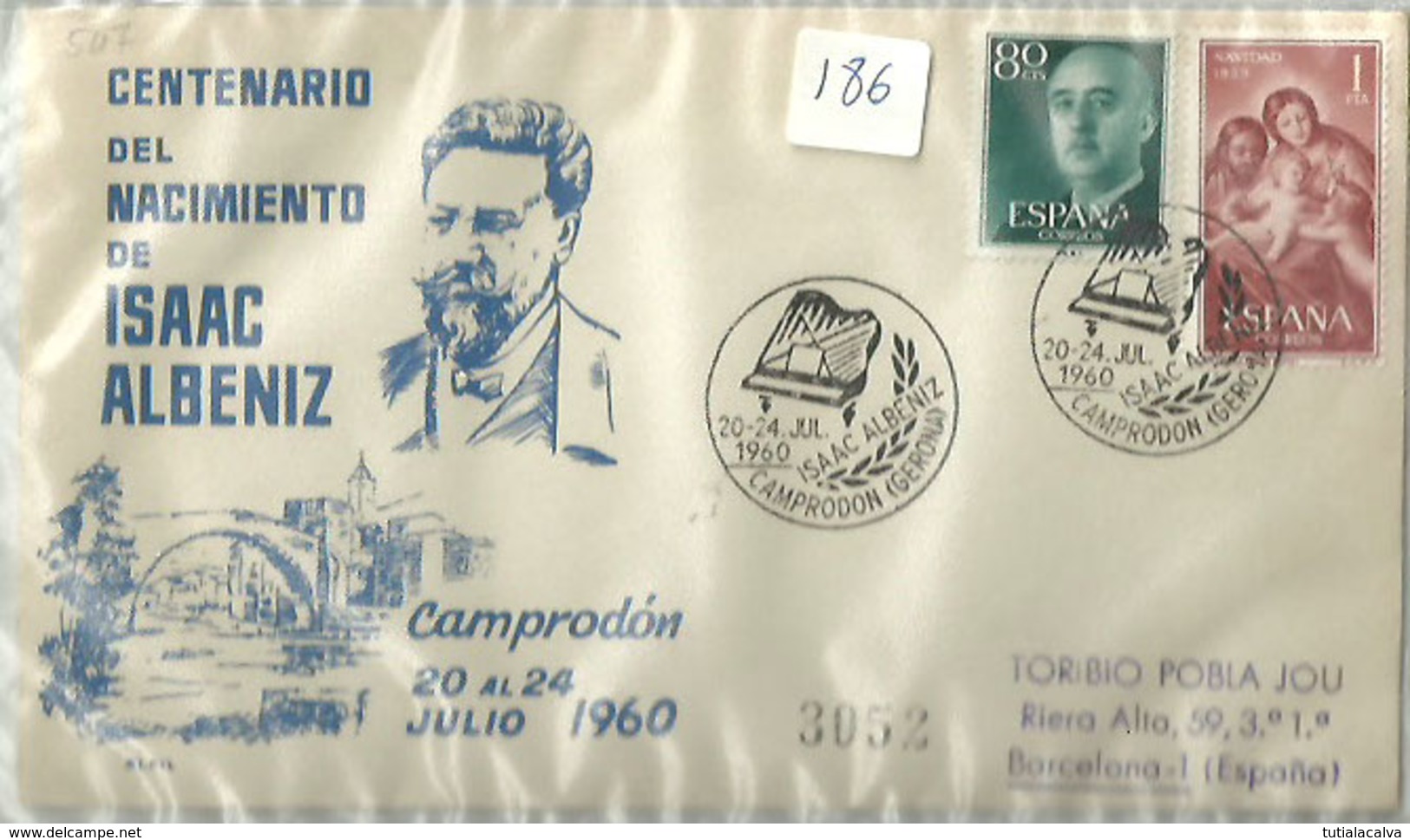 España 186, 1960,  Isaac Albéniz, Camprodón, Gerona, Musica, Music, Piano - Briefe U. Dokumente