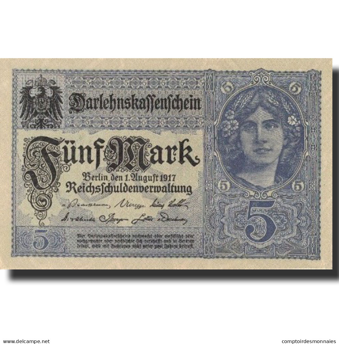 Allemagne, 5 Mark, 1917, KM:56a, 1917-08-01, SPL+ - 5 Mark
