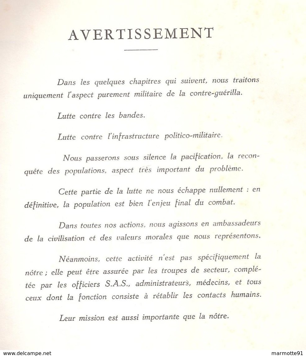 CONTRE GUERILLA PAR BIGEARD LENOIR FLAMENT GUERRE ALGERIE 3 RPC PARA COMMANDO CHASSE FLN ALN FELLAGHAS 1957 - French