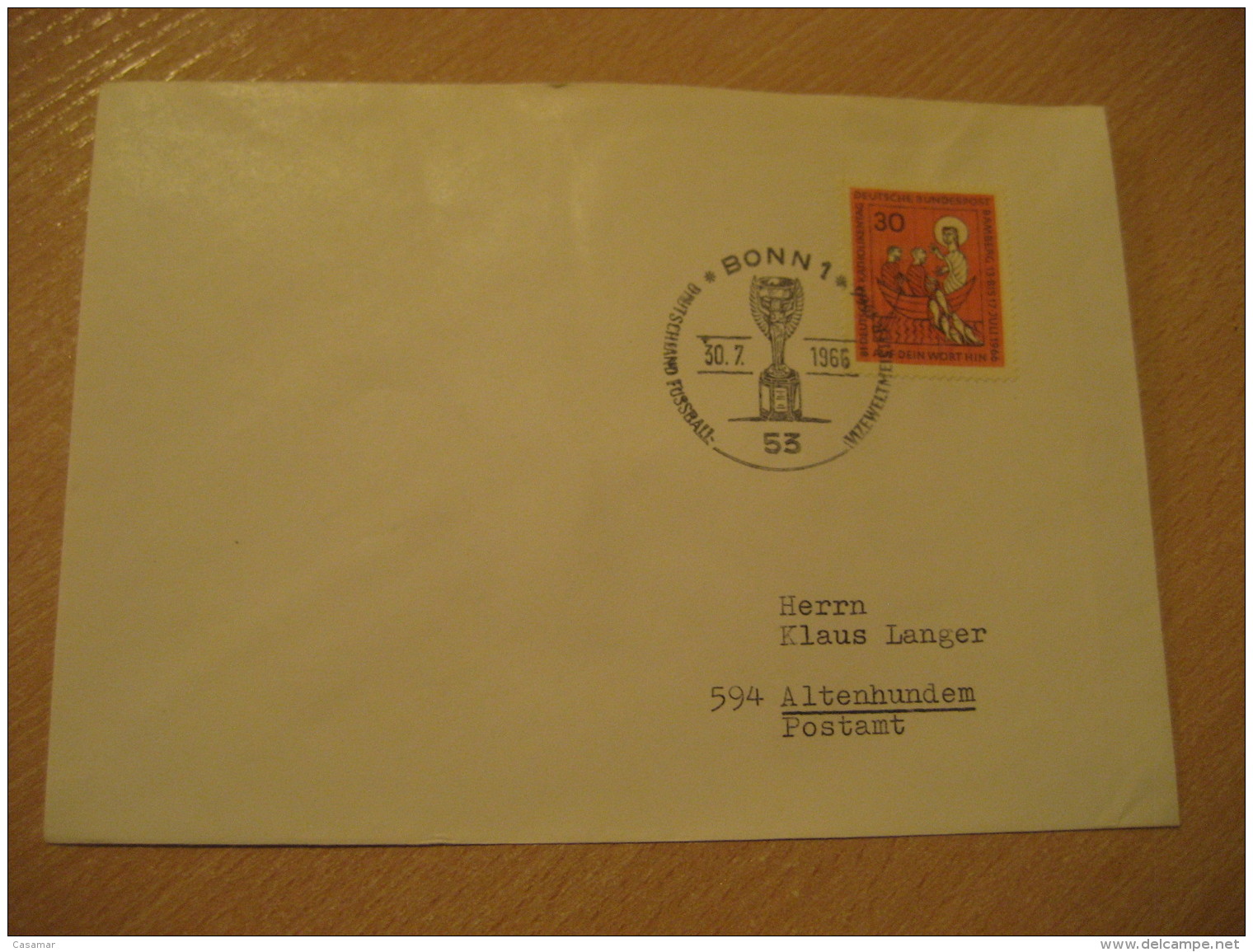 BONN 1966 England World Cup Football Futbol Soccer Cancel Cover GERMANY - 1966 – England