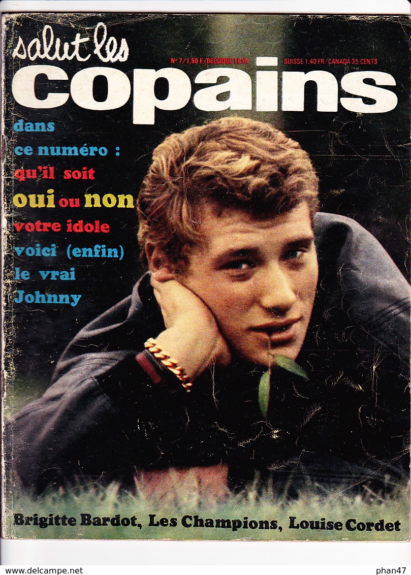 S.L.C. SALUT LES COPAINS N°7/ 02/1963 Johnny Hallyday (poster), B.B., Louise Cordet, James Dean, Les Chaussettes Noires - Musique