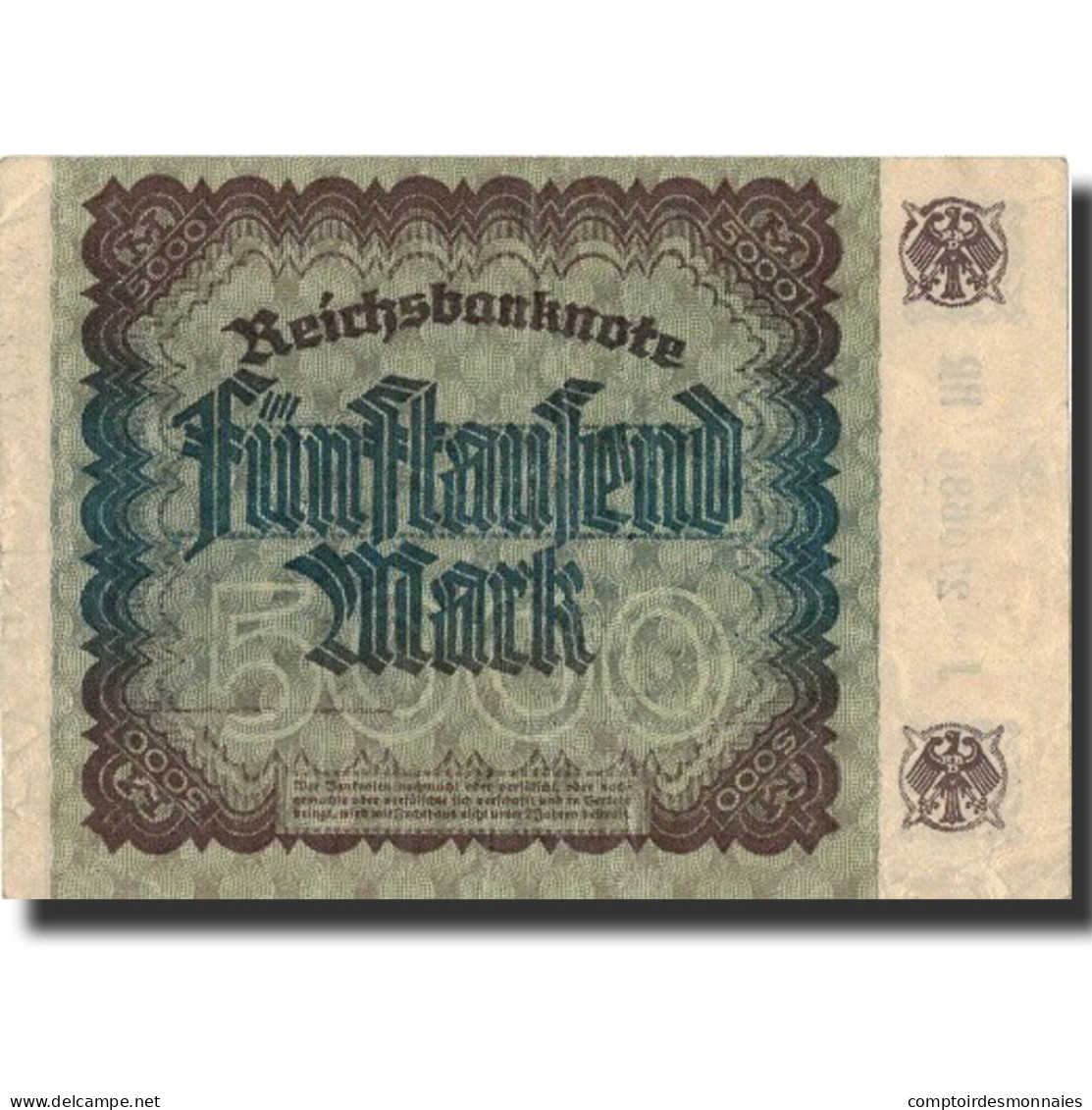 Allemagne, 5000 Mark, 1922, KM:81e, 1922-12-02, TTB+ - 5.000 Mark