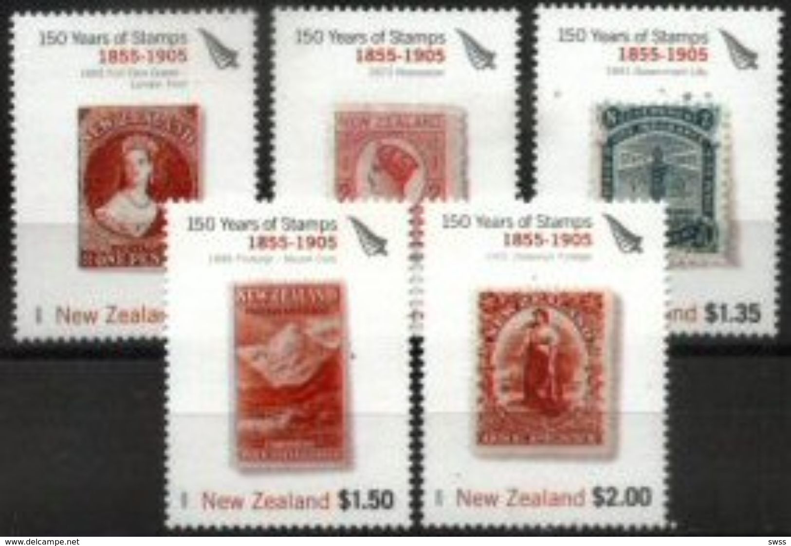 NEW ZEALAND, 2005, 150TH ANNIVERSARY FIRST STAMP, YV#2142-46, MNH - Ongebruikt