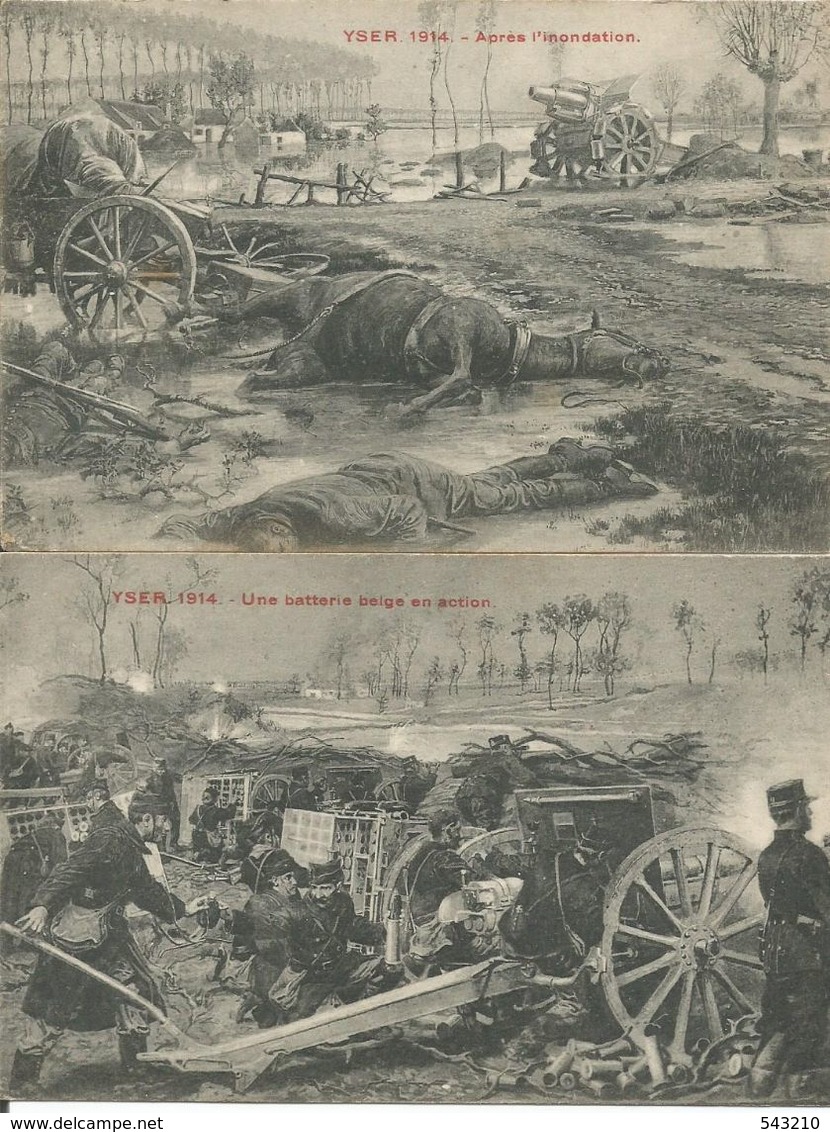 ARMEE BELGE - TOPREEKS - PhoB - YSER 1914 -- TWEE KAARTEN - DE COXYDE SUR BAINS - - Oorlog 1914-18