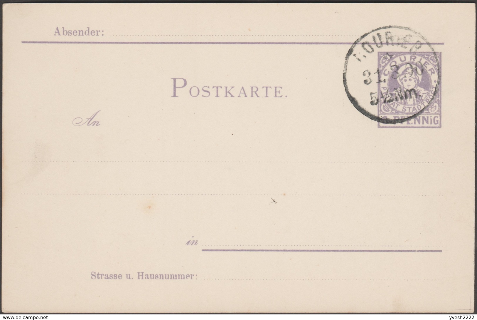 München 1900. Privatpost Courier, Ganzsache. Les Deux Tirages. Enfant Pieds Nus Et Cigarette, Peinture. RRR - Droga