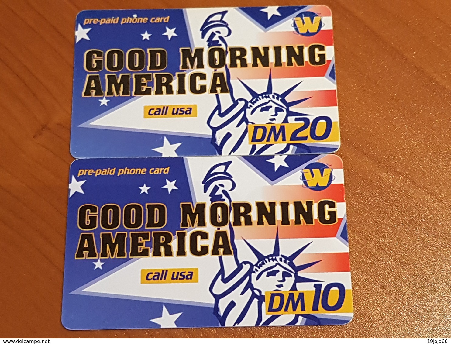 10 + 20 DM  Good Morning America - Flag And Lady Liberty   -  Little Printed  -   Used Condition - [2] Prepaid