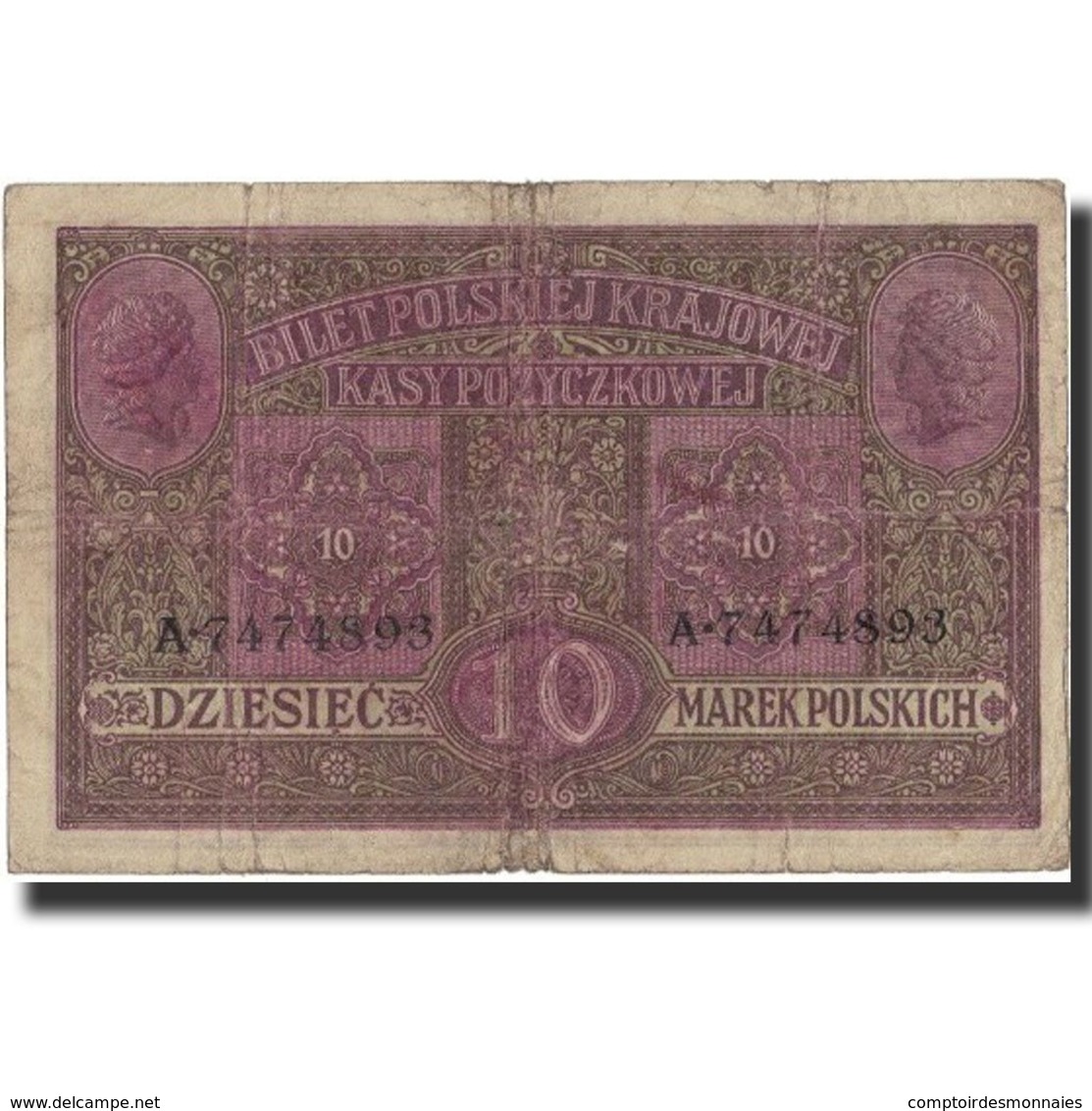 Billet, Pologne, 10 Marek, 1917, 1917, KM:12, TB - Pologne