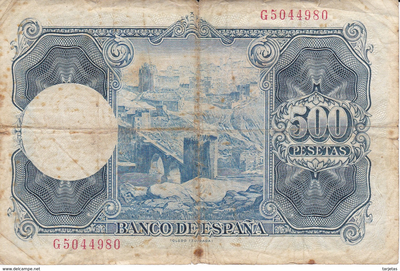 BILLETE DE ESPAÑA  DE 500 PTAS 22/07/1954 SERIE G  CALIDAD RC  ZULOAGA (BANK NOTE) - 500 Pesetas