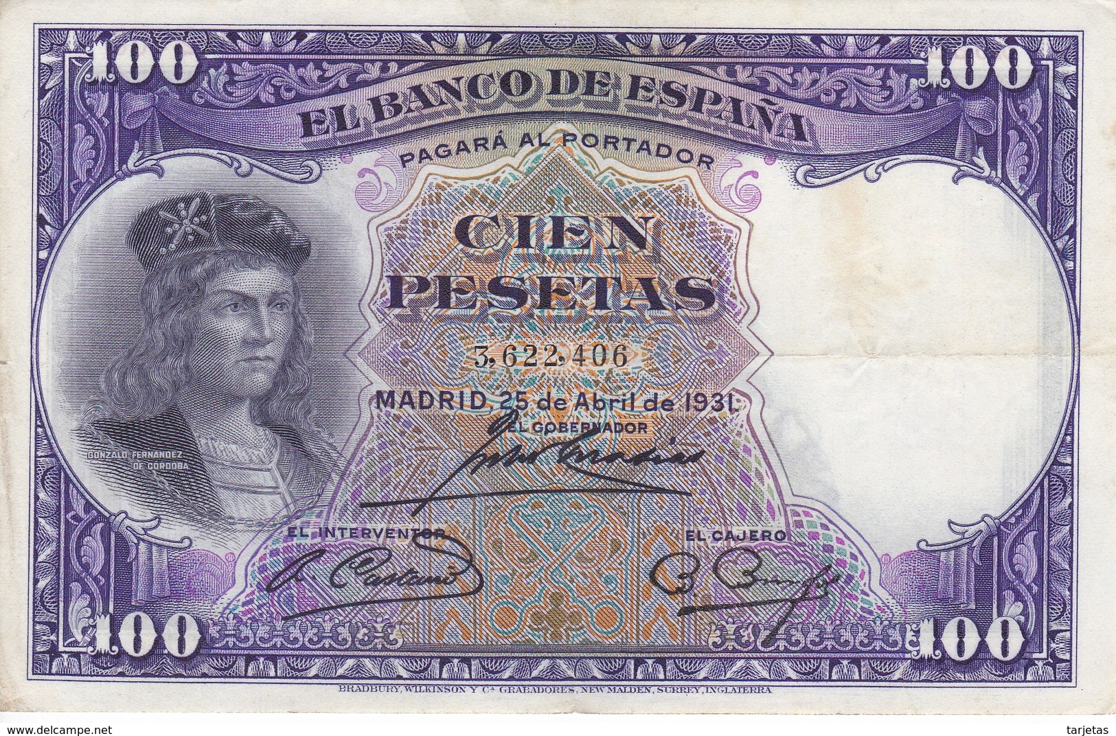BILLETE DE ESPAÑA DE 100 PTAS DEL AÑO 1931 MBC (VF) SIN SERIE  (BANKNOTE) - 100 Pesetas