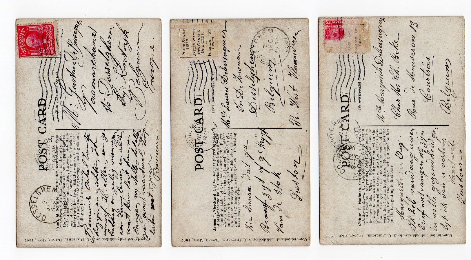 Baseball Cards +-1907 Schulte,Sheckard And Hoffman - Andere & Zonder Classificatie