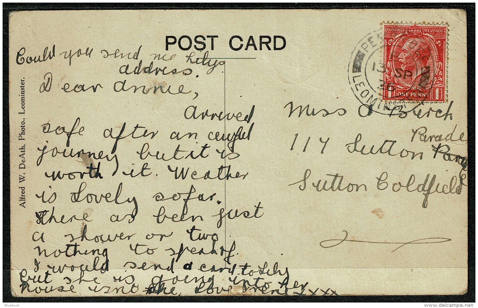 RB 1194 - 1926 Postcard - Eardisland Near Leominster Herefordshire - Pembridge Postmark - Herefordshire