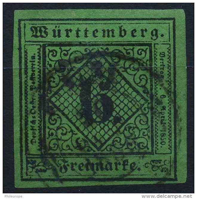 Wurtemberg (1851) N 3 (o) - Oblitérés