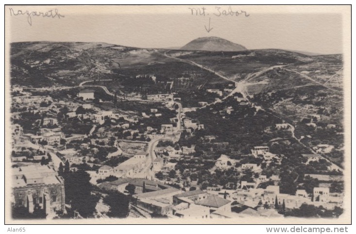 Nazareth &amp; Mt. Tabor View Of Town, Holy Land Israel Palestine, C1920s/30s Vintage Postcard - Israel