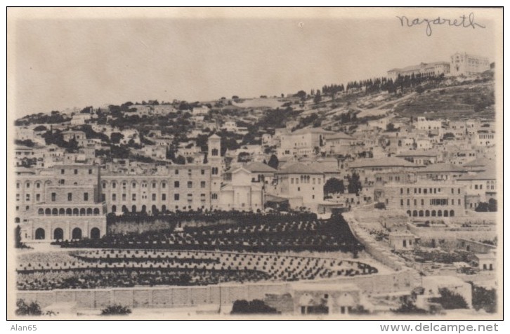 Nazareth &amp; Mt. Tabor View Of Town, Holy Land Israel Palestine, C1920s/30s Vintage Postcard - Israel