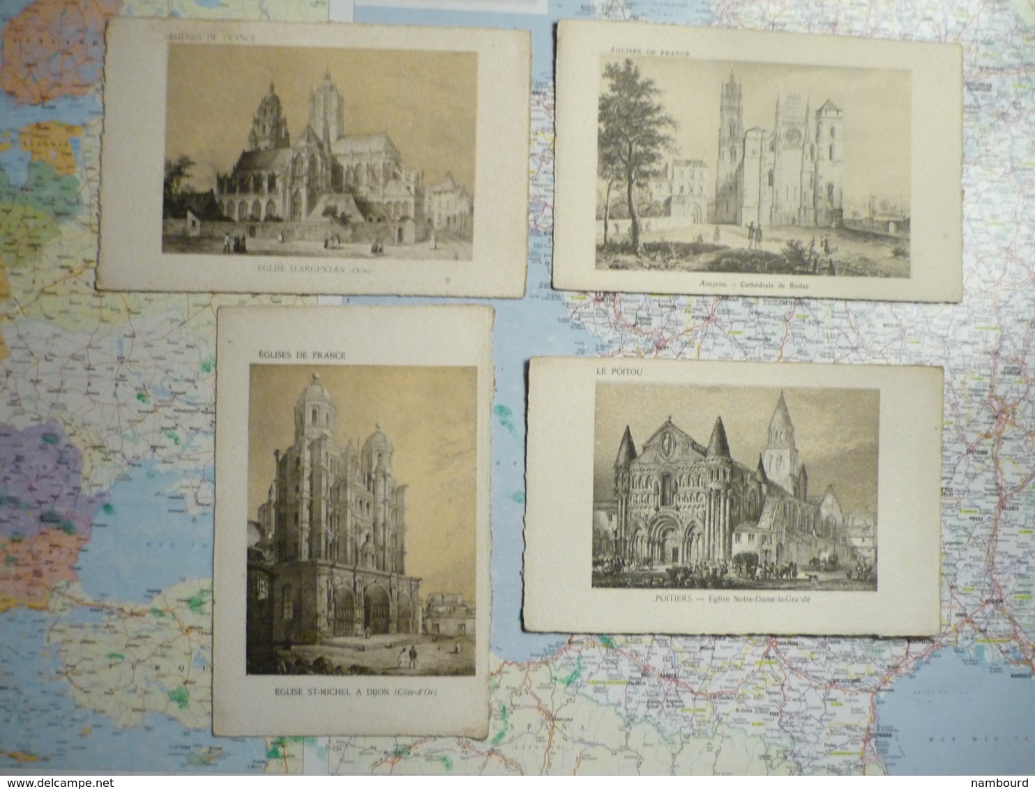 Eglises De France 8 Cartes SUPRA Façon Gravure - Autres & Non Classés