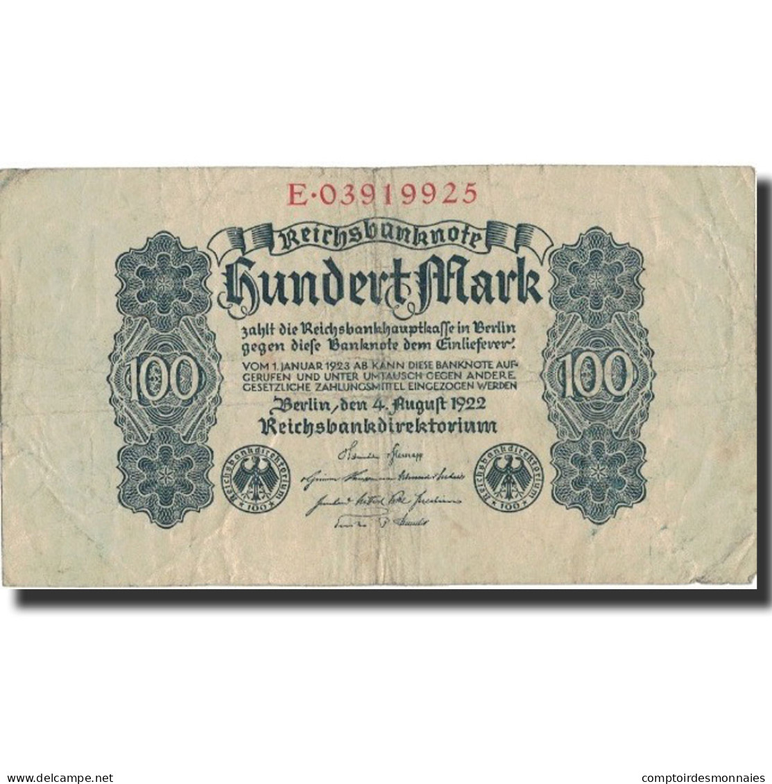 Allemagne, 100 Mark, 1922, KM:75, 1922-08-04, TTB - 100 Mark