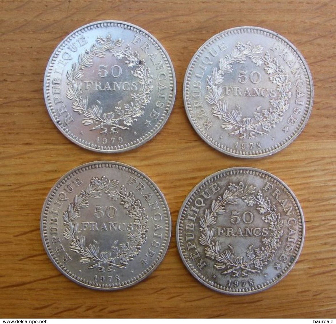 Lot De 4 Monnaies Françaises De 50 Francs En Argent - 1978,79 - Autres & Non Classés
