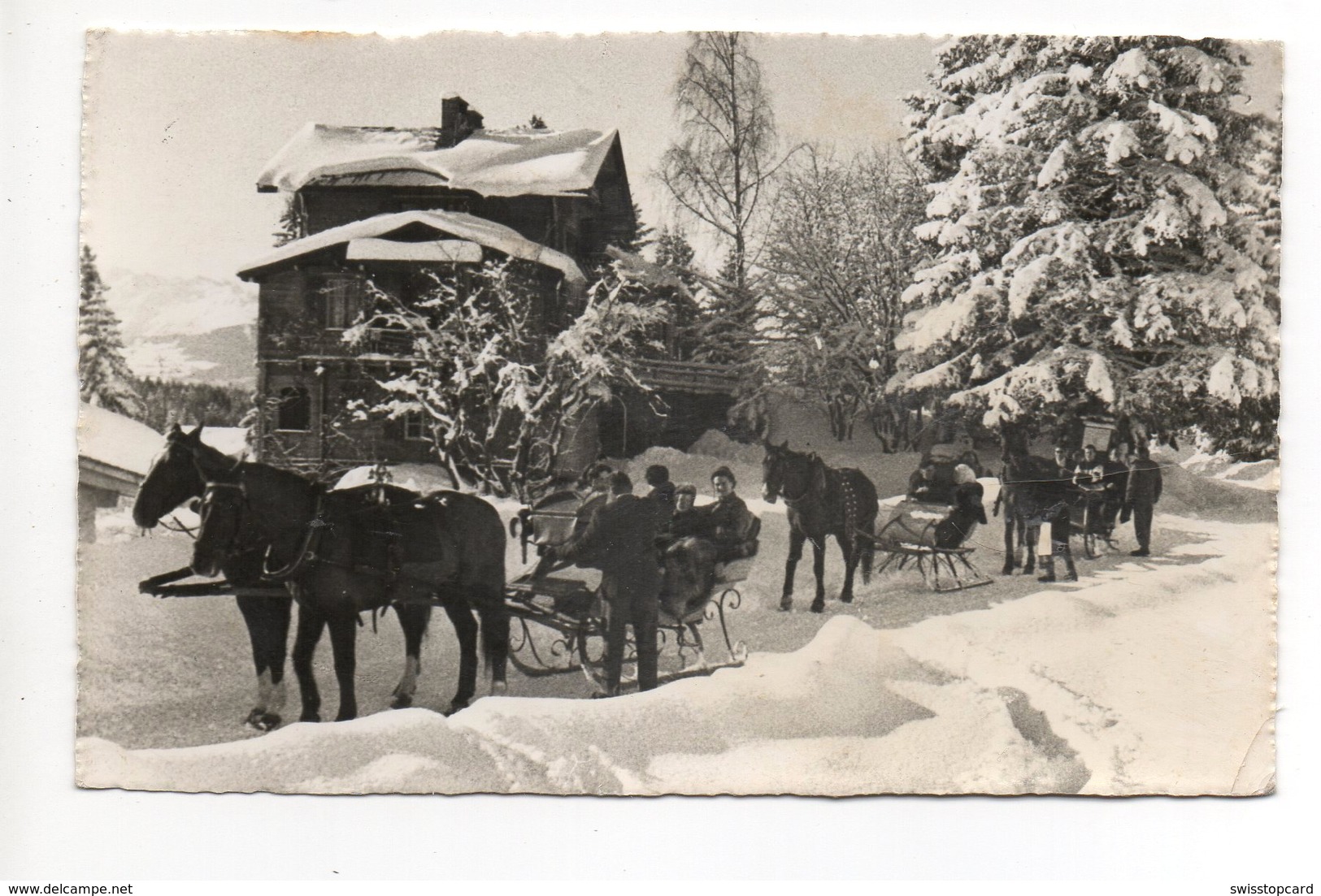 CRANS S/Sierre Hotel Et Tea Room Pas De L'ours Animée Pferde-Schlitten Gel. 1958 V. Montana-Vermala - Crans-Montana