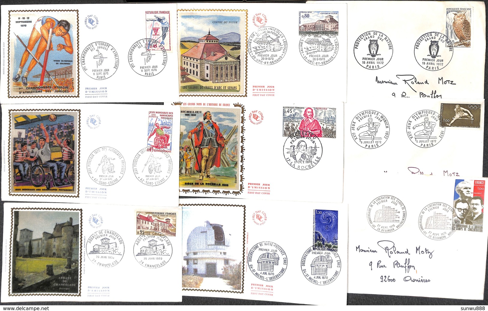 Lot France 36 Items FDC Premier Jour D'Emission  (Bonaparte, Croix-Rouge,...1970-1975) - Unclassified