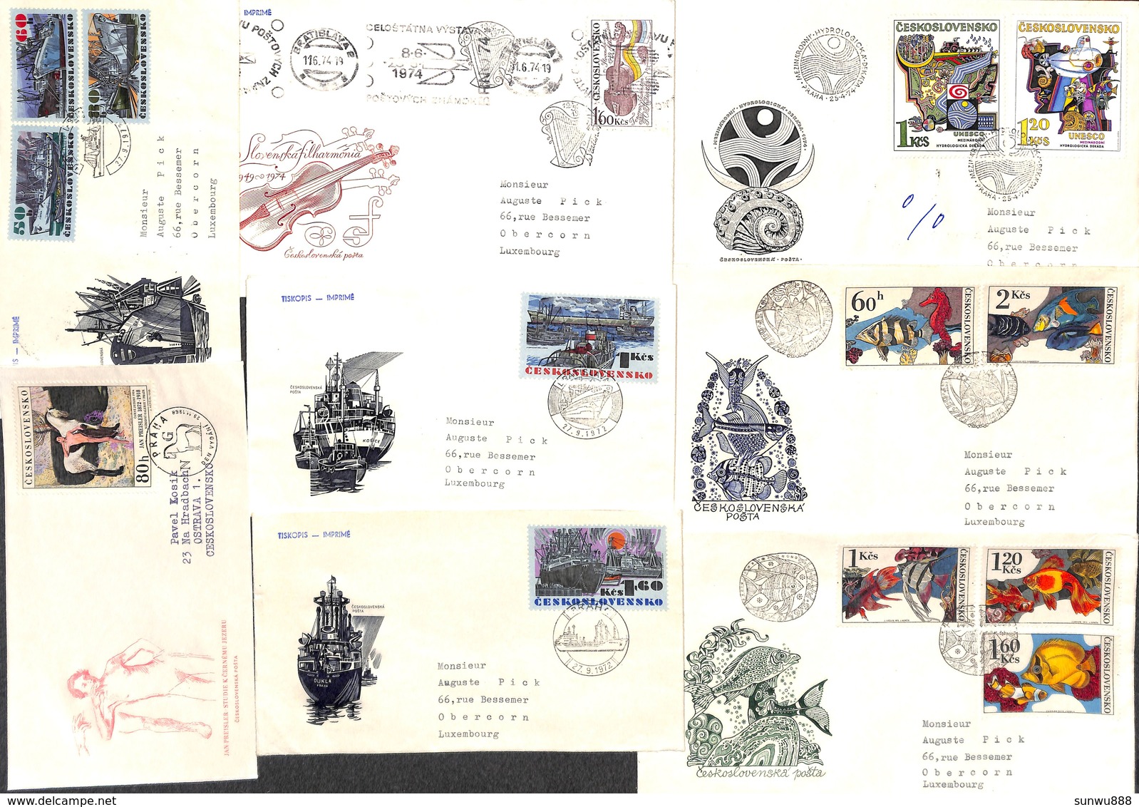 Lot Ceskoslovensko 46 Items FDC Boat Art Nouveau Peinture Painting Music... 1968-1975 - FDC