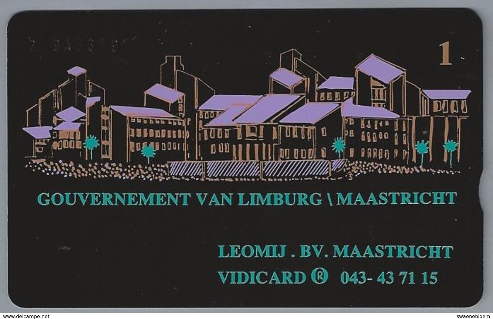 NL.- Telefoonkaart. PTT Telecom. 4 Eenheden. GOUVERNEMENT VAN LIMBURG \ MAASTRICHT. LEOMIJ.BV. VIDICARD. 249A - Reclame