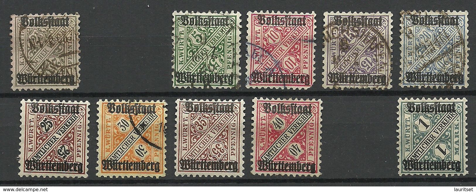 Deutschland Württemberg 1919 = 10 Werte Aus Michel 258 - 270 */o - Autres & Non Classés