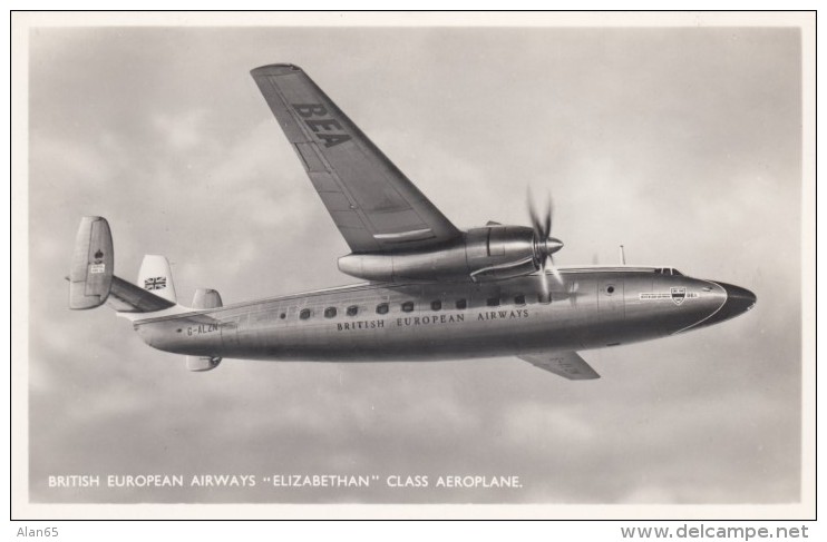 British European Airways, Propeller Airplane In Flight, C1940s/50s Vintage Postcard - 1946-....: Modern Era