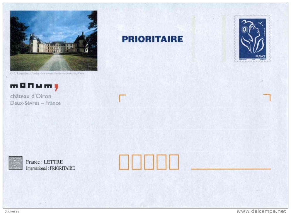 PAP TSC Avec "Marianne De Lamouche - Bleu" Et Illustration "Château D'Oiron (79)" - Prêts-à-poster: TSC Et Repiquages Semi-officiels