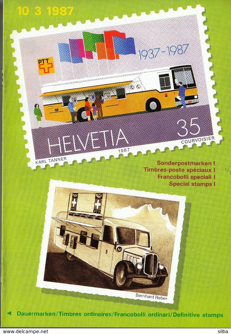 Switzerland / 1987 / Post Cars / Philatelic Postage Stamps Prospectus, Leaflet, Brochure - Otros & Sin Clasificación