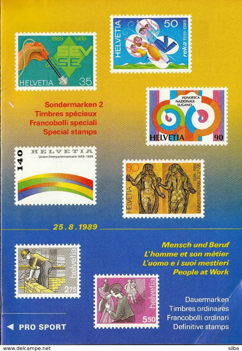 Switzerland / 1989 / Pro Sport / Philatelic Postage Stamps Prospectus, Leaflet, Brochure - Otros & Sin Clasificación