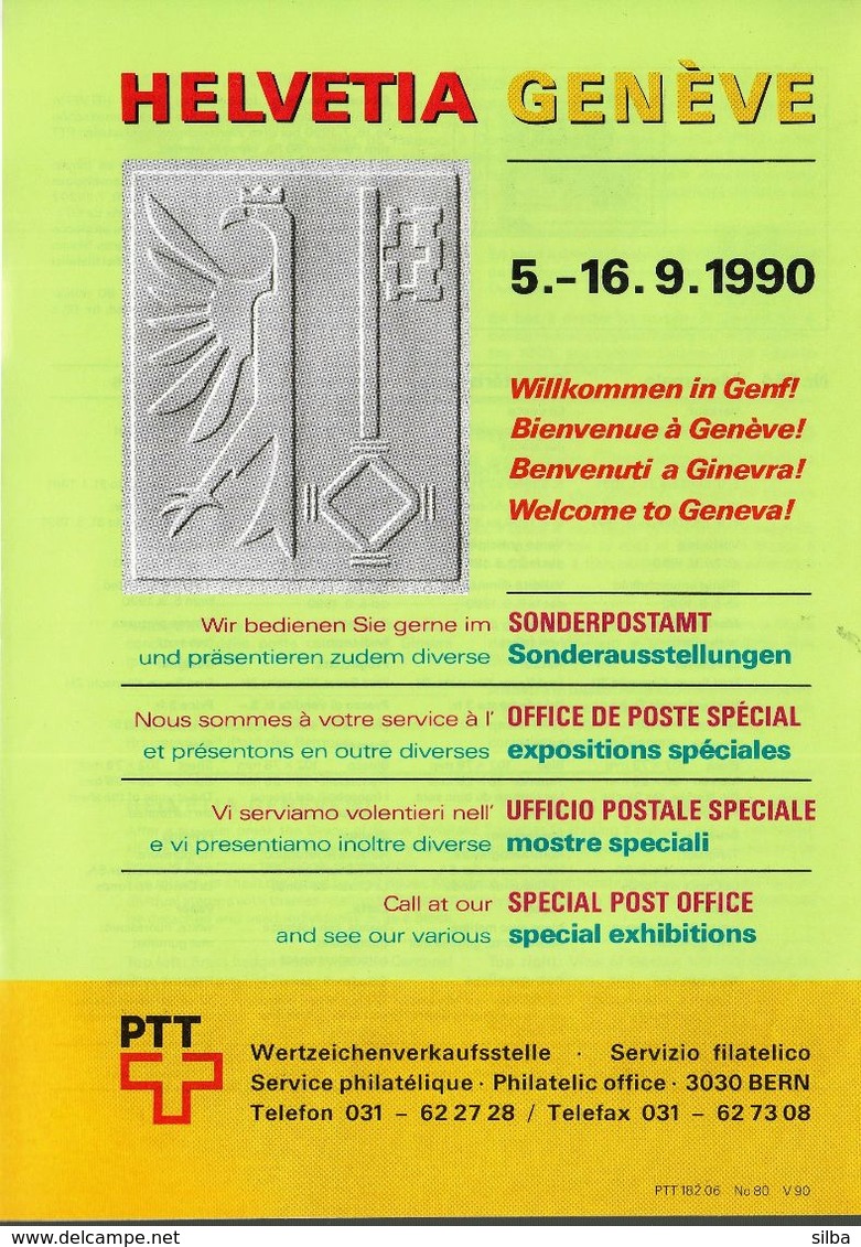 Switzerland / 1990 / Helvetia Geneve / Philatelic Postage Stamps Prospectus, Leaflet, Brochure - Sonstige & Ohne Zuordnung