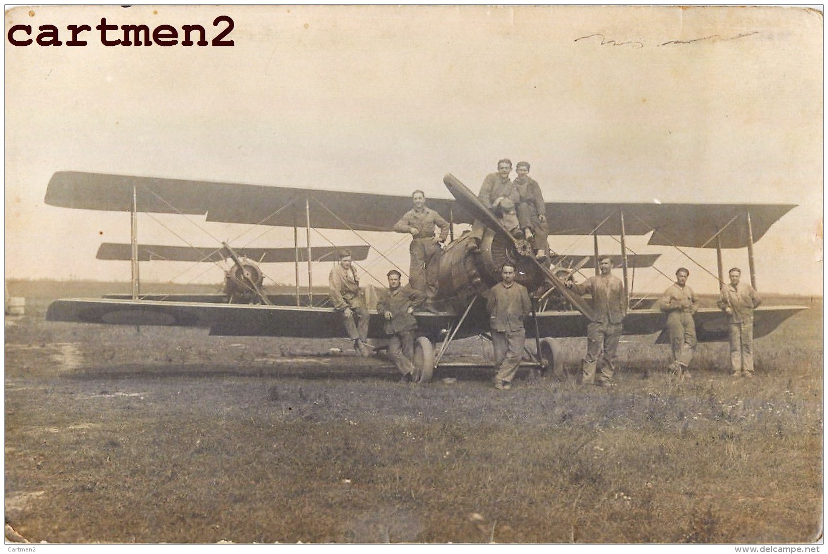 CARTE PHOTO : VAUX MEUSE ? AVIATION MILITAIRE ESCADRILLE AEROPLANE BIPLAN JUILLET 1919 AVION VERDUN AERODOME GUERRE - 1914-1918: 1ère Guerre