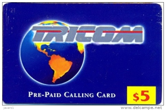 TRICOM : DMI05A $5 TRICOM Globe (larger 5) USED - Dominicaanse Republiek