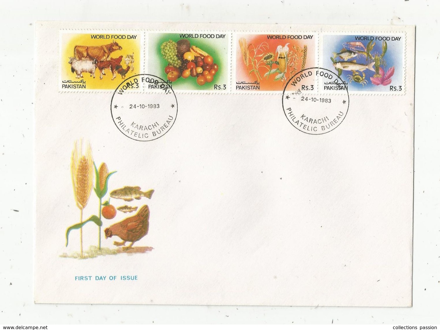 Premier Jour , FDC , WORLD FOOD DAY , PAKISTAN , KARACHI , 24-10-1983 ,philatelic Bureau , Frais Fr 1.45 E - Pakistan