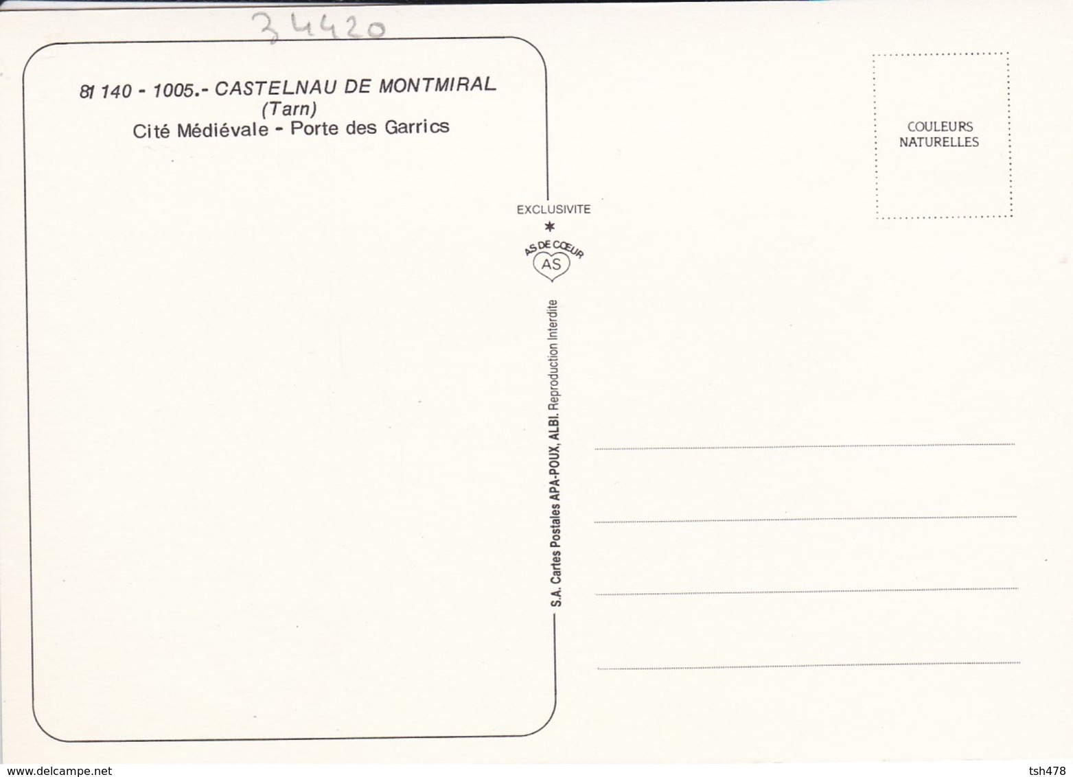 81----CASTELNAU DE MONTMIRAL--cité Médiévale--porte Des Garrics--voir 2 Scans - Castelnau De Montmirail