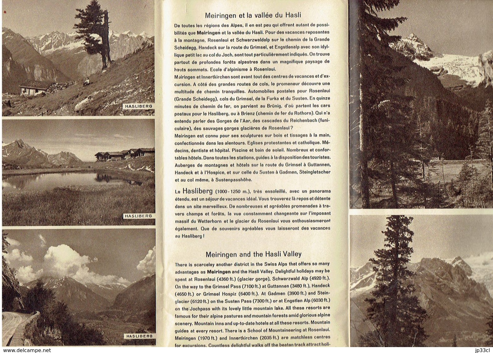 Très Ancien Dépliant Sur Haslital Meiringen Hasliberg Oberland Bernois (Suisse) - Toeristische Brochures